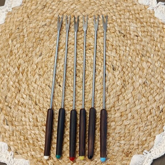 Vintage 6-Piece Stainless Steel Fondue Forks Original Box - Picture 10 of 11